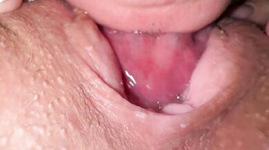 Hot pussy licking and close up creamy fuck with stepsister in pajamas