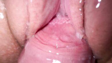Hot pussy licking and close up creamy fuck with stepsister in pajamas