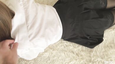 Distracted a schoolgirl from classes. Roughly fucked and finished on a skirt.