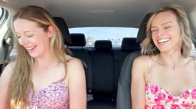 Nadia Foxx & Serenity Cox cumming hard in public drive thru with Lush remote controlled vibrators