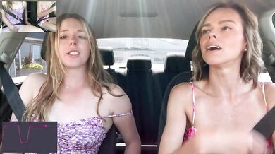 Nadia Foxx & Serenity Cox cumming hard in public drive thru with Lush remote controlled vibrators