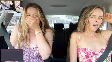 Nadia Foxx & Serenity Cox cumming hard in public drive thru with Lush remote controlled vibrators