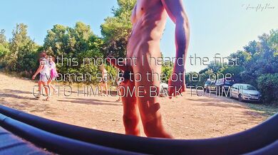 HANDJOB IN PUBLIC: I show my hard cock to a group of friends and one of them makes me cum
