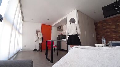 TWO HOTEL MAIDS caught me jerking off and almost got into fight over who would sit on may dick