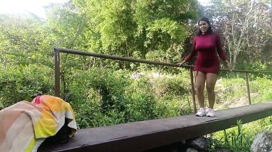 Outdoor sex - busty and big-ass stepmother fucks the perverted old neighbor