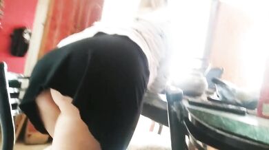 Housewife without panties shows her pussy to the technical service and spies on her having hard sex