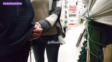 Extreme public exhibitionist handjob in the supermarket