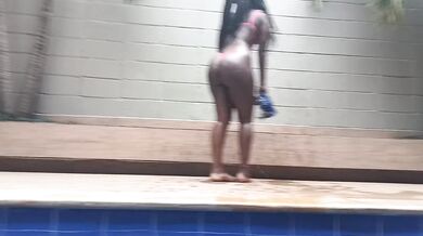 Pool afternoon with my great-bodied neighbor, ebony goddess-crisporn6