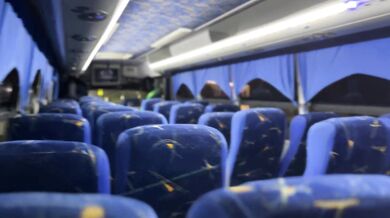 I suck an unknown passenger on a real bus and he cums in my mouth