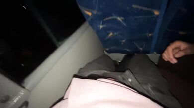 I suck an unknown passenger on a real bus and he cums in my mouth