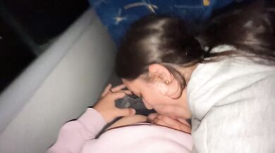 I suck an unknown passenger on a real bus and he cums in my mouth