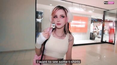 Met a friend in a shop. No panties at the mall. - pinkloving