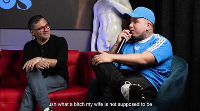 Sara Blonde chokes on a FAT cock in front of her CUCKOLD on Juan Bustos Show