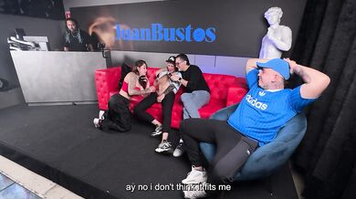 Sara Blonde chokes on a FAT cock in front of her CUCKOLD on Juan Bustos Show