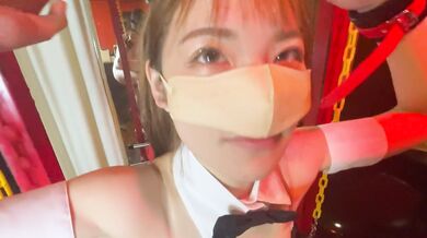 『美少女SM拘束』コスプレ女子大生をイラマチオ調教！タイツを破いて綺麗なパイパンまんこに中出しSEX素人カップル/10代/無修正/スタイル抜群/色白/バニー/English subtitles