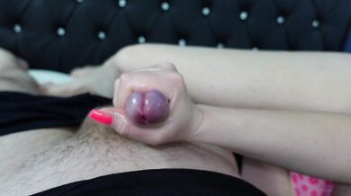 Morning is a best time teasing him, Edging handjob