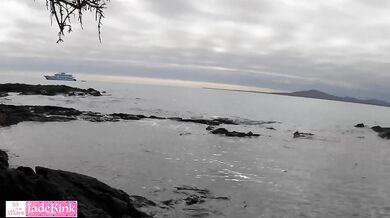 Dumb submissive girlfriend sloppiest spit blowjob on private secret beach