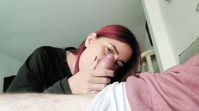 My new year amateur milf blowjob sucking balls with my tongue and swallowing full cum