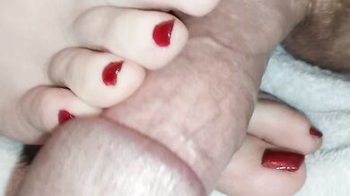 Sexy BBW Footjob, BLACK CHERRY Toes