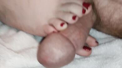 Sexy BBW Footjob, BLACK CHERRY Toes
