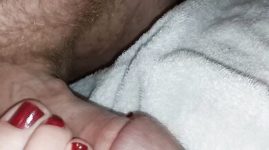 Sexy BBW Footjob, BLACK CHERRY Toes