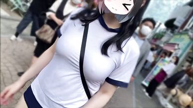 I went to Harajuku and wore gym clothes and bloomers with no bra, and ate crepes with toys on!