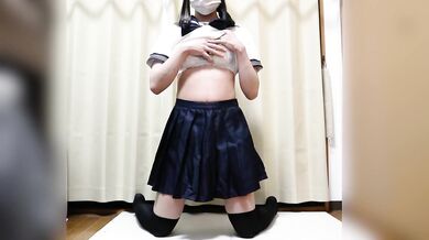 制服コスでイっても止めない連続絶頂電マオナニー Vibrator masturbation orgasm with Japanese cosplay. Selfie