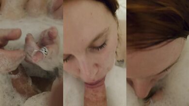 Bubble baths and blow jobs for cock queen EllieMae Plays