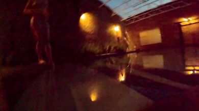 Skinny dipping one night in extremely cold water with my girlfriend (low light)