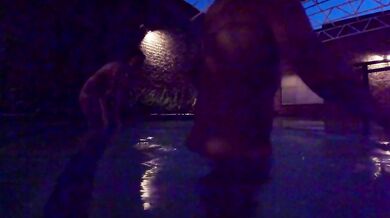 Skinny dipping one night in extremely cold water with my girlfriend (low light)