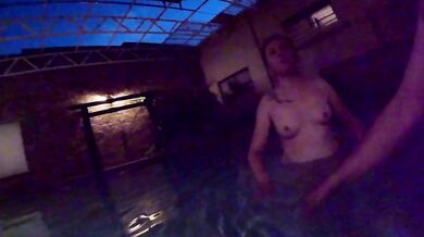 Skinny dipping one night in extremely cold water with my girlfriend (low light)