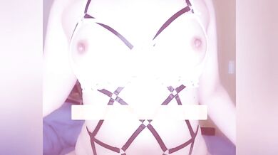 Nipple orgasm masturbation with a double toothbrush