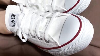 shoe job CUM ONTO CONVERSE SNEAKERS