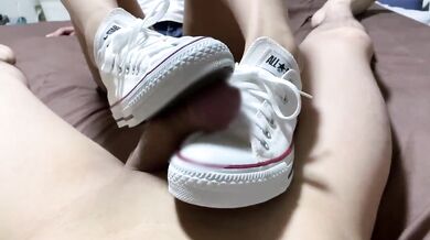 shoe job CUM ONTO CONVERSE SNEAKERS
