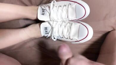 shoe job CUM ONTO CONVERSE SNEAKERS