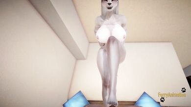 Furry Hentai - White Wolf x Human Dragon POV Footjob