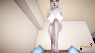 Furry Hentai - White Wolf x Human Dragon POV Footjob
