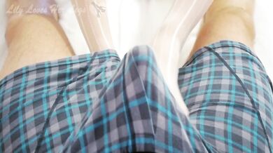 Japanese Uncensored Girl in White Nylon Footjob POV BJ Feet View