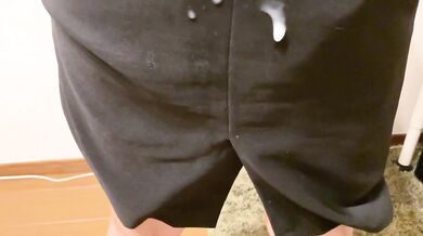 japanese office worker cum onto office skirt