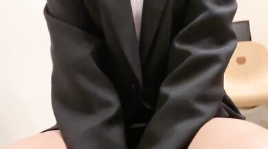 japanese office worker cum onto office skirt