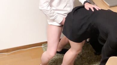 japanese office worker cum onto office skirt