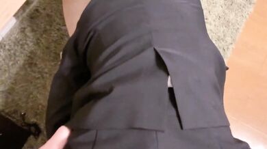 japanese office worker cum onto office skirt