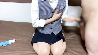Masturbating in a office uniform.