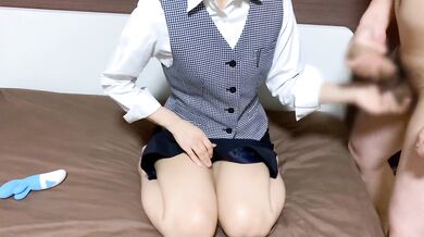 Masturbating in a office uniform.
