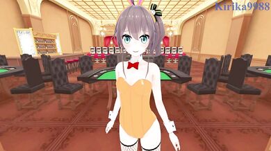 Natsuiro Matsuri (Bunny Girl) and I have intense sex in the casino. - Hololive VTuber POV Hentai