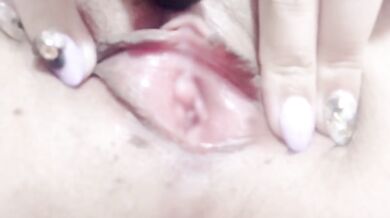 Dildo anal masturbation with the pussy wide open You can see the folds in the vagina cramping The in