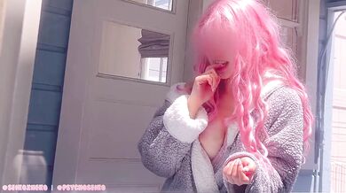 Exhibitionist neighbor catches you smoking & invites you to make her cum on her porch!