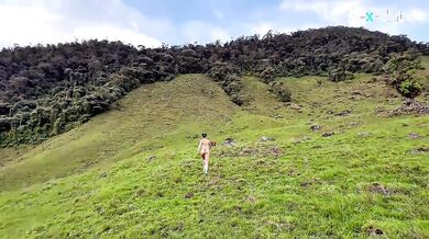Colombian couple having hard sex in the forest