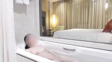 Bathing scene of Japanese girl
