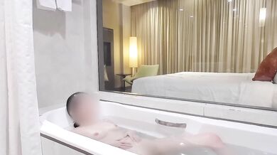 Bathing scene of Japanese girl